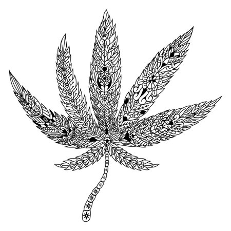 Hand drawn of marijuana in styleのイラスト素材