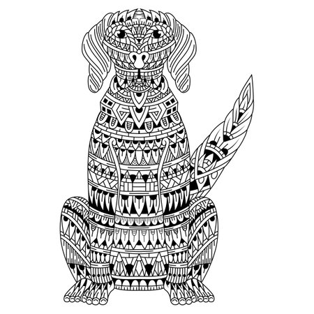 Hand drawn of dog in styleのイラスト素材