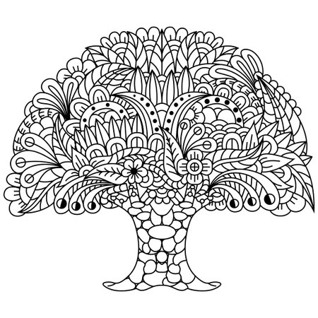 Hand drawn of tree in  styleのイラスト素材
