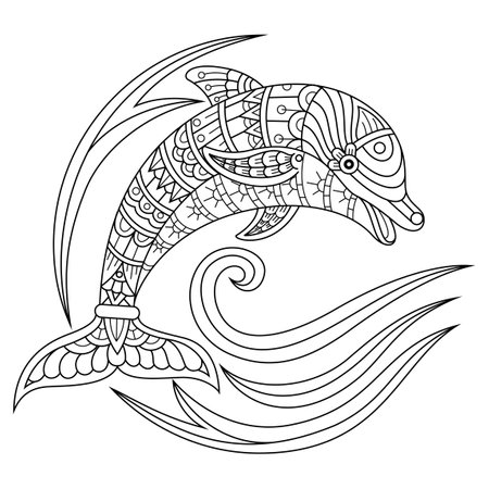 Hand drawn of dolphin in styleのイラスト素材