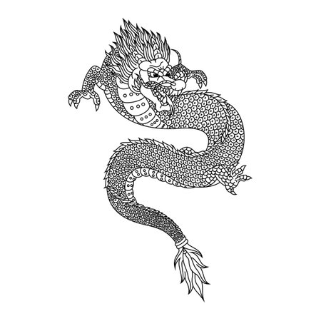 Hand drawn of dragon in styleのイラスト素材