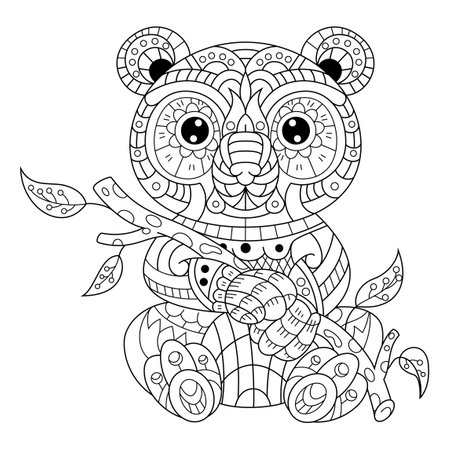 Hand drawn of panda in styleのイラスト素材