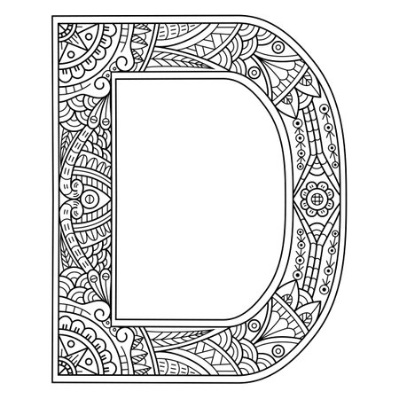 Hand drawn of aphabet letter D in styleのイラスト素材