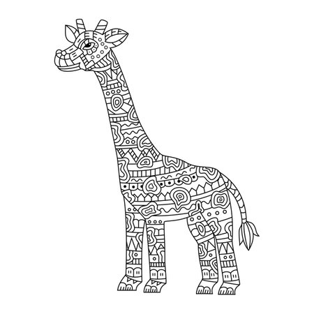Hand drawn of giraffe in styleのイラスト素材