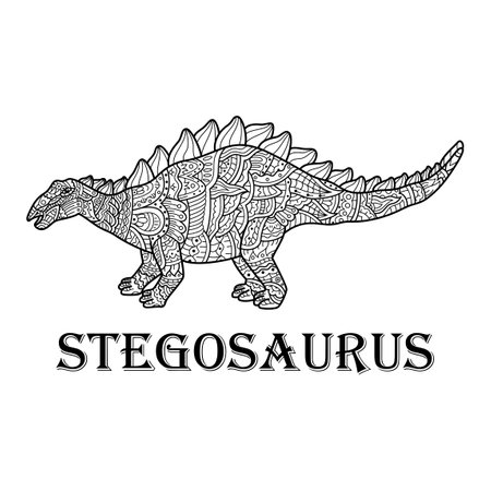Hand drawn of Stegosaurus in styleのイラスト素材