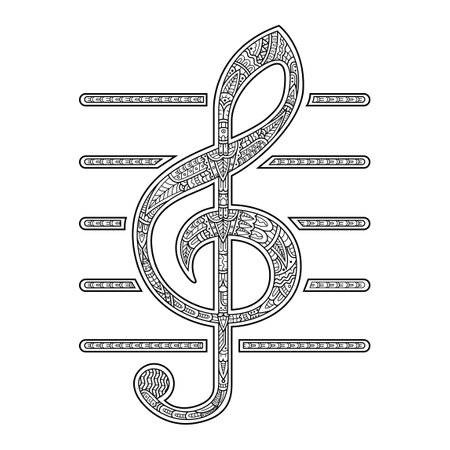 Hand drawn of Musical Notes in styleのイラスト素材