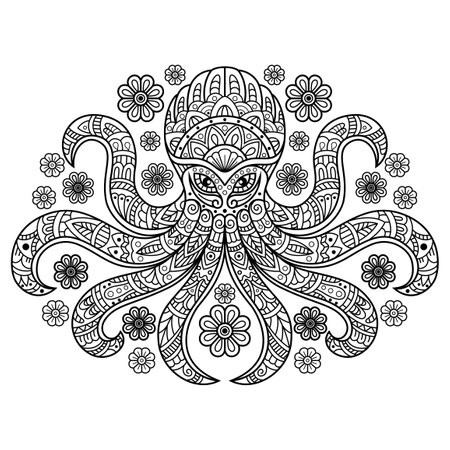 Hand drawn of kraken in styleのイラスト素材