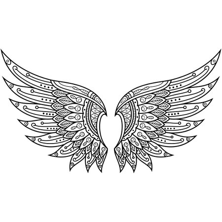 Hand drawn of angel wings in styleのイラスト素材