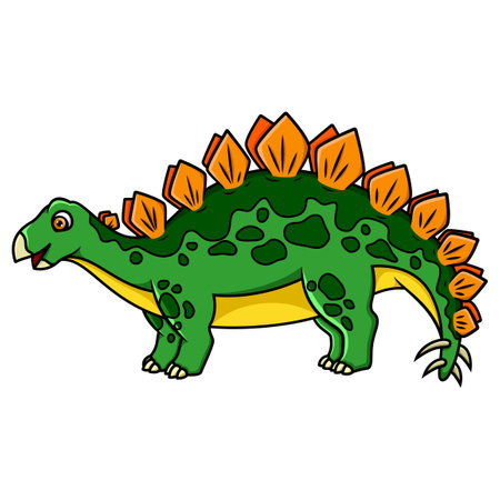 Cartoon happy stegosaurus on white backgroundのイラスト素材