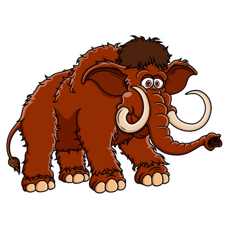 Cartoon mammoth isolated on white backgroundのイラスト素材