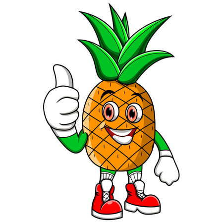 Cartoon pineapple giving thumbs upのイラスト素材