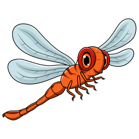 Cartoon funny dragonfly isolated on white backgroundのイラスト素材