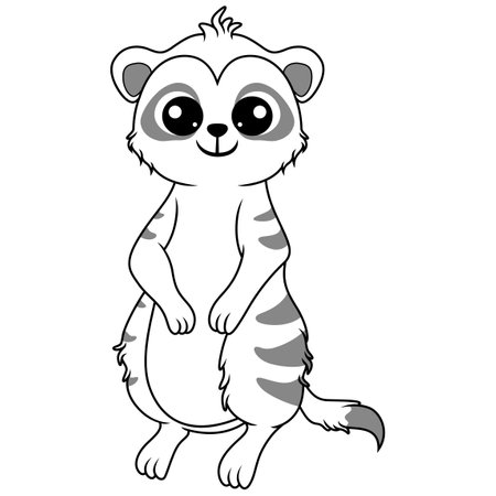 Cute meerkat cartoon line artのイラスト素材