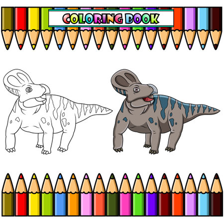 Cartoon Protoceratops for coloring bookのイラスト素材