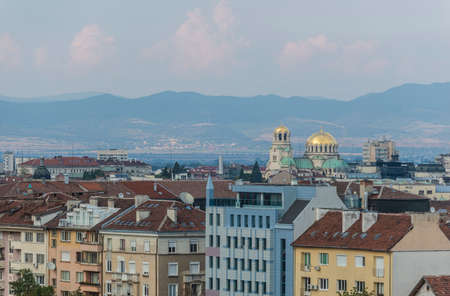 Sofia, Bulgaria - Sep 8 2020: A view over Sofia with Alexander Nevski Cathedral visible in the rearのeditorial素材