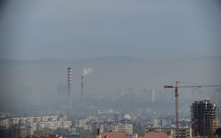 Smoke coming from Thermal Power Station Zemlyane's chimney in Sodia