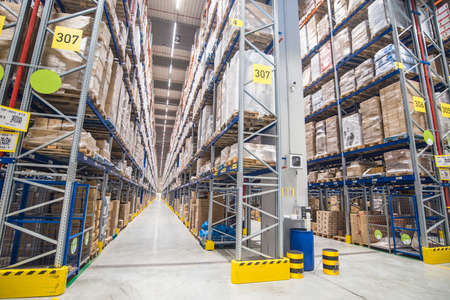Interior of warehouse with goods on shelvesのeditorial素材