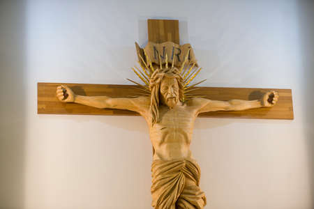 Sofia, Bulgaria - Jan 17 2021: Holy cross at Roman Catholic Parish St. Joseph captured during a holy massのeditorial素材