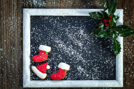 Christmas holly decorationの写真素材