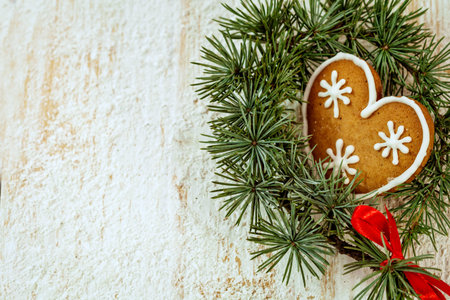 Christmas gingerbread  decoration with copy space