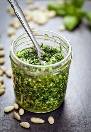 Fresh Basil Pestoの写真素材