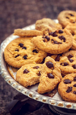Homemade Cookies with chocolate chipsの写真素材