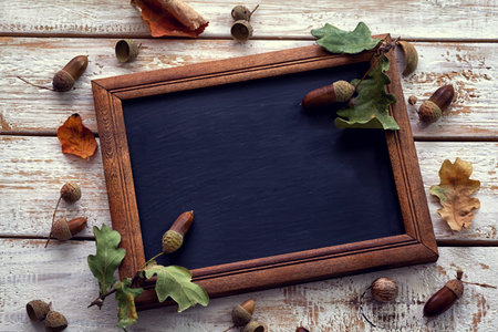 Autumn decoration - acorn with chalk board menu