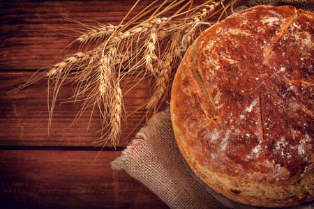 Fresh baked homemade rustic breadの写真素材