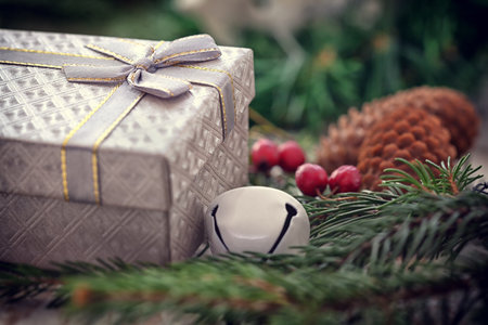 Christmas presents under a Christmas  tree