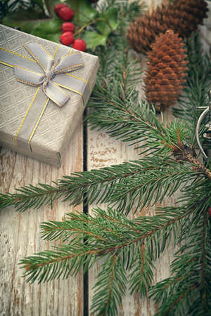Christmas presents under a Christmas tree - new year decorationの写真素材