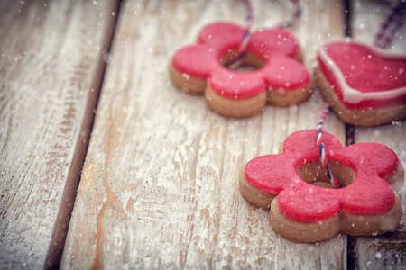 Christmas gingerbread cookies decoration with copy spaceの写真素材
