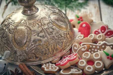 Christmas gingerbread cookies decorationの写真素材