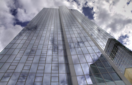 Glass Facade of a modern Skyscraper, Frankfurt, Hessen, Germany