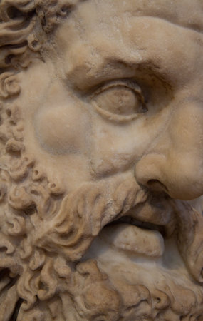 Detail of the head of an ancient greek philosophの写真素材