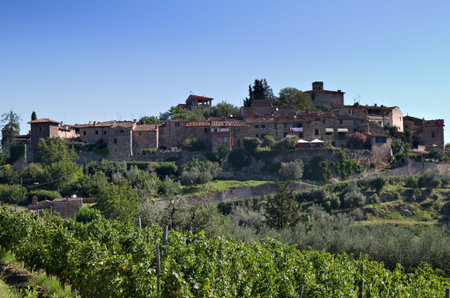 Romanesque Village of Montefioralle, Chianti, Tuscany, Italyの写真素材