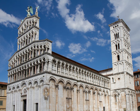 Romansque church of San Michele in Foro, Lucca, Tuscany, Italyの写真素材