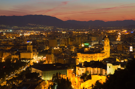 Cityscape - Panorama of Malaga at Sunset, Andalusia, Spainの写真素材