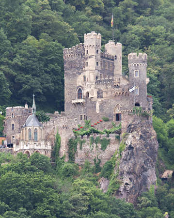 Medieval Castle Rheinstein constructed 1316/1317, Rhine valley, Germanyのeditorial素材
