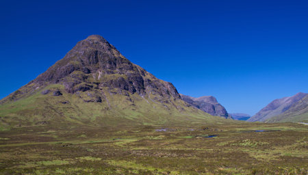 Glencoe valley on a bright sunny day, Scotlandの写真素材