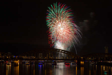 Firework in different colours, Cologne, Germanyのeditorial素材