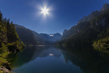 Lake Gosau in full sunlight, Austria, Europeの写真素材