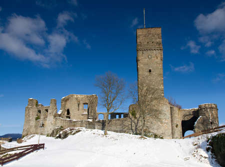 Ruin of Castle Koenigstein in the winter, Koenigstein, Hessen, Germanyのeditorial素材