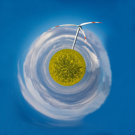 Little Planet  Canola field and Wind Turbine
