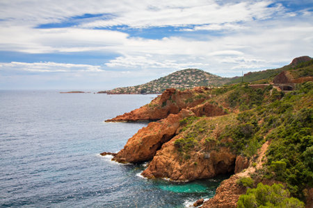 Red Rocks on the Corniche Esterel, Provence, Franceの写真素材