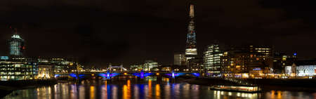Panorama of London at night, Englandの写真素材