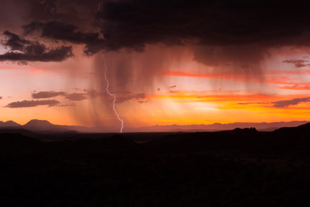 Thunderstorm at Sunset in Damaraland, Namibiaの写真素材