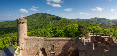 Panorama of Castle Auerbach in spring, Hessen, Germanyのeditorial素材