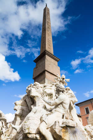 Fontana dei Quattro Fiumi at Piazza Navona, Rome, Italyの写真素材
