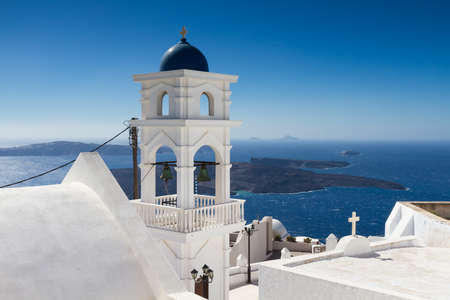 Bell tower of Imerovigli, Santorini, Greeceの写真素材