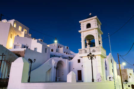 Bell Tower at twilight, Imerovigli, Santorini, Greeceの写真素材